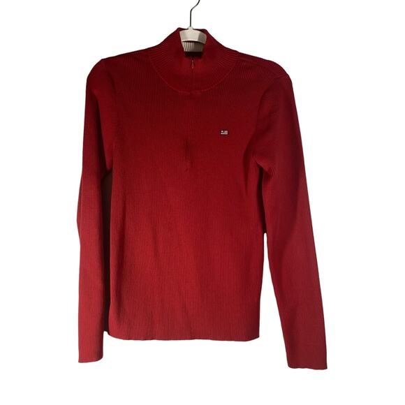 Vintage Ralph Lauren Red Knit Sweater 1/4 Zip Pullover Womens Size Large - Picture 1 of 10